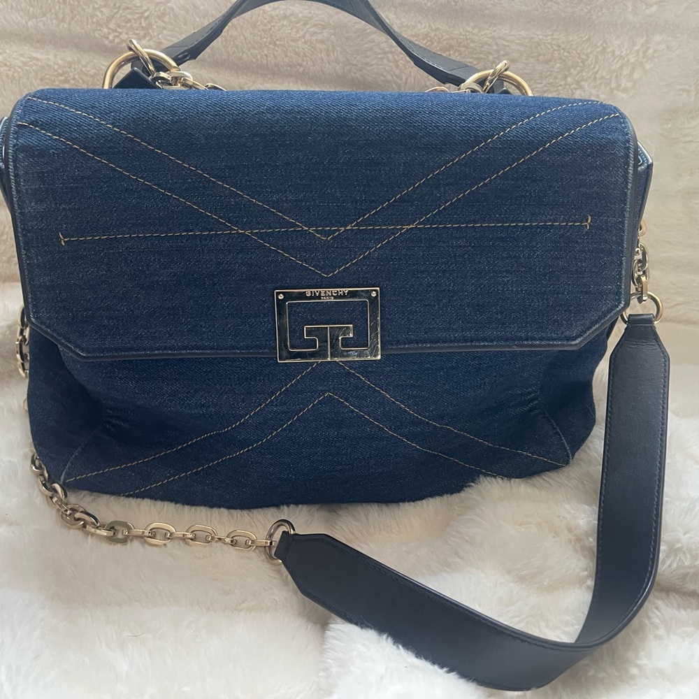 Givenchy Denim Shoulder Bag with Gold-Tone Hardware